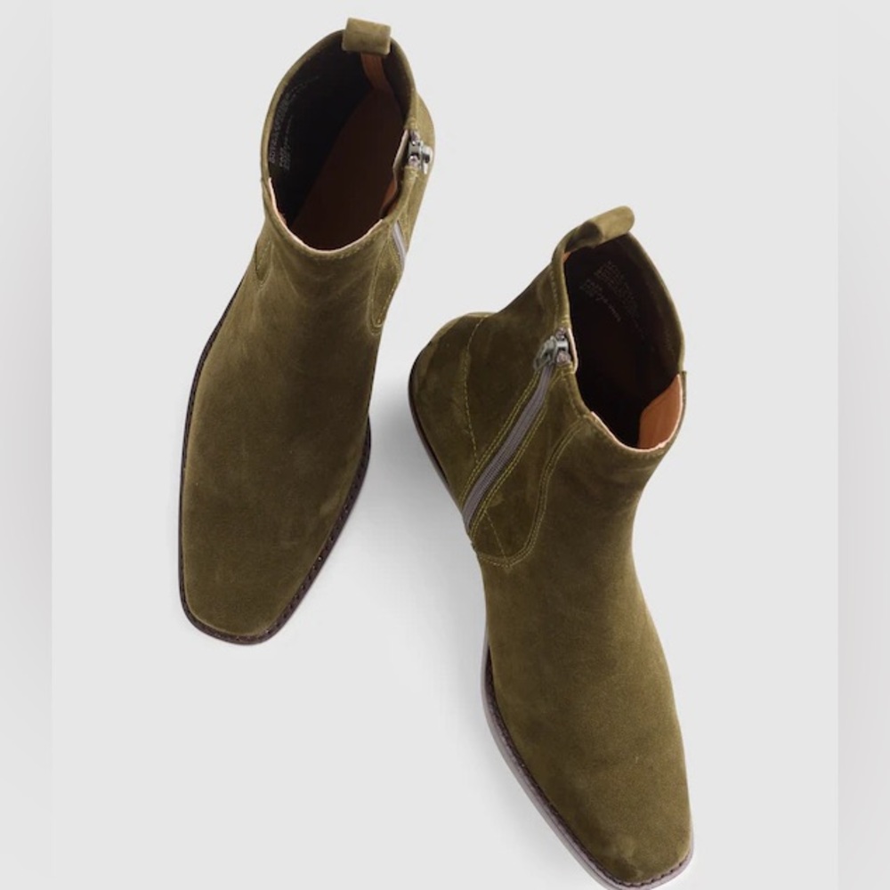 Madewell Olive Suede Ankle Booties